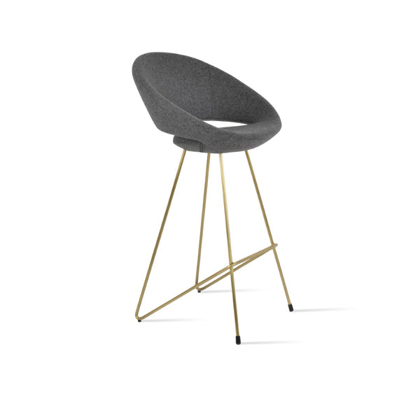 Soho Concept Crescent Cat-wire Barstools - Premium Camira Wool, Stylish Brass Frame, 10-year Guarantee, Modern Design Dark Grey,Brass  Soho-concept-dining-chair-11232