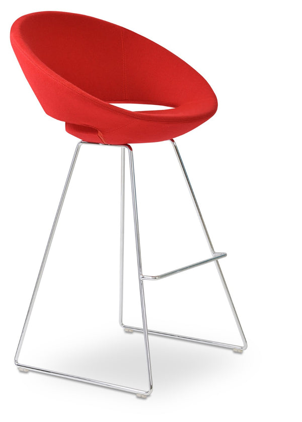 Soho Concept Crescent Wire Barstools & Counterstools: Luxurious Camira Wool, Durable Chrome Base, 10-year Warranty Chrome,Red  Soho-concept-dining-chair-11237