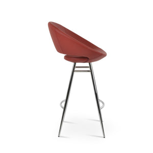 Soho Concept Crescent Galata Barstools & Counterstools - Luxurious Fabric, Chrome Finish, 300 Lbs Capacity, Durable Chrome,Red Steel Tubular Legs Soho-concept-dining-chair-11242