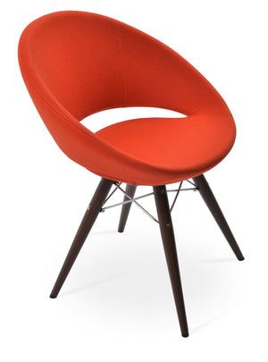 Soho Concept Crescent Mw Dining Chair - Stylish Upholstered Wool & Boucle, 10-year Guarantee, Memory Swivel Option Walnut,Orange  Soho-concept-dining-chair-01922