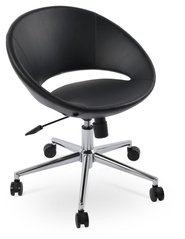 Soho Concept Crescent Office Dark Grey Velvet Chair - Durable Camira Era Fabric, 10-year Guarantee & Style! Chrome,Black  Soho-concept-dining-chair-11727