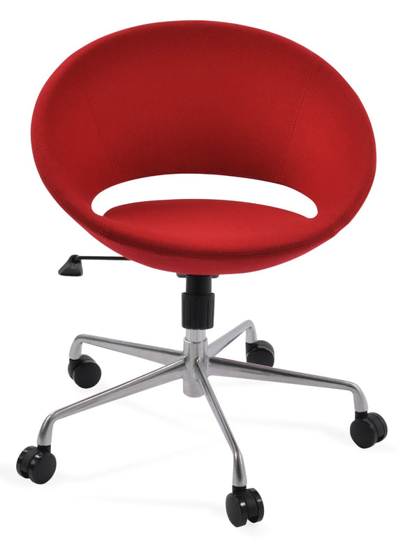 Soho Concept Crescent Stunning Red Velvet Fabric Office Chair With Ankara Wool For Elegant Comfort And Style Red  Soho-concept-dining-chair-11716