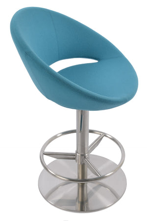 Soho Concept Crescent Piston Stool With Full Footrest – Adjustable Barstool In Premium Fabric & Lasting Durability Turquoise  Soho-concept-dining-chair-11271