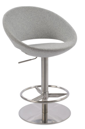 Soho Concept Crescent Piston Stool With Full Footrest – Adjustable Barstool In Premium Fabric & Lasting Durability Silver  Soho-concept-dining-chair-11269
