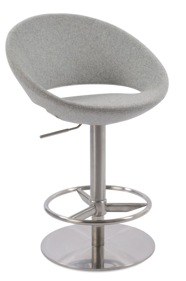 Soho Concept Crescent Piston Stool With Full Footrest – Adjustable Barstool In Premium Fabric & Lasting Durability Silver  Soho-concept-dining-chair-11269