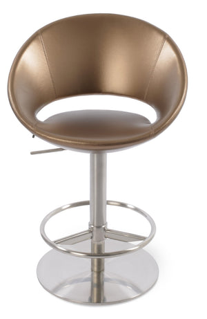 Soho Concept Crescent Piston Stool With Full Footrest – Adjustable Barstool In Premium Fabric & Lasting Durability Gold  Soho-concept-dining-chair-11273
