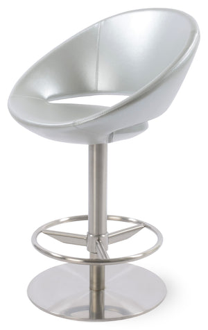 Soho Concept Crescent Piston Stool With Full Footrest – Adjustable Barstool In Premium Fabric & Lasting Durability Silver  Soho-concept-dining-chair-11274