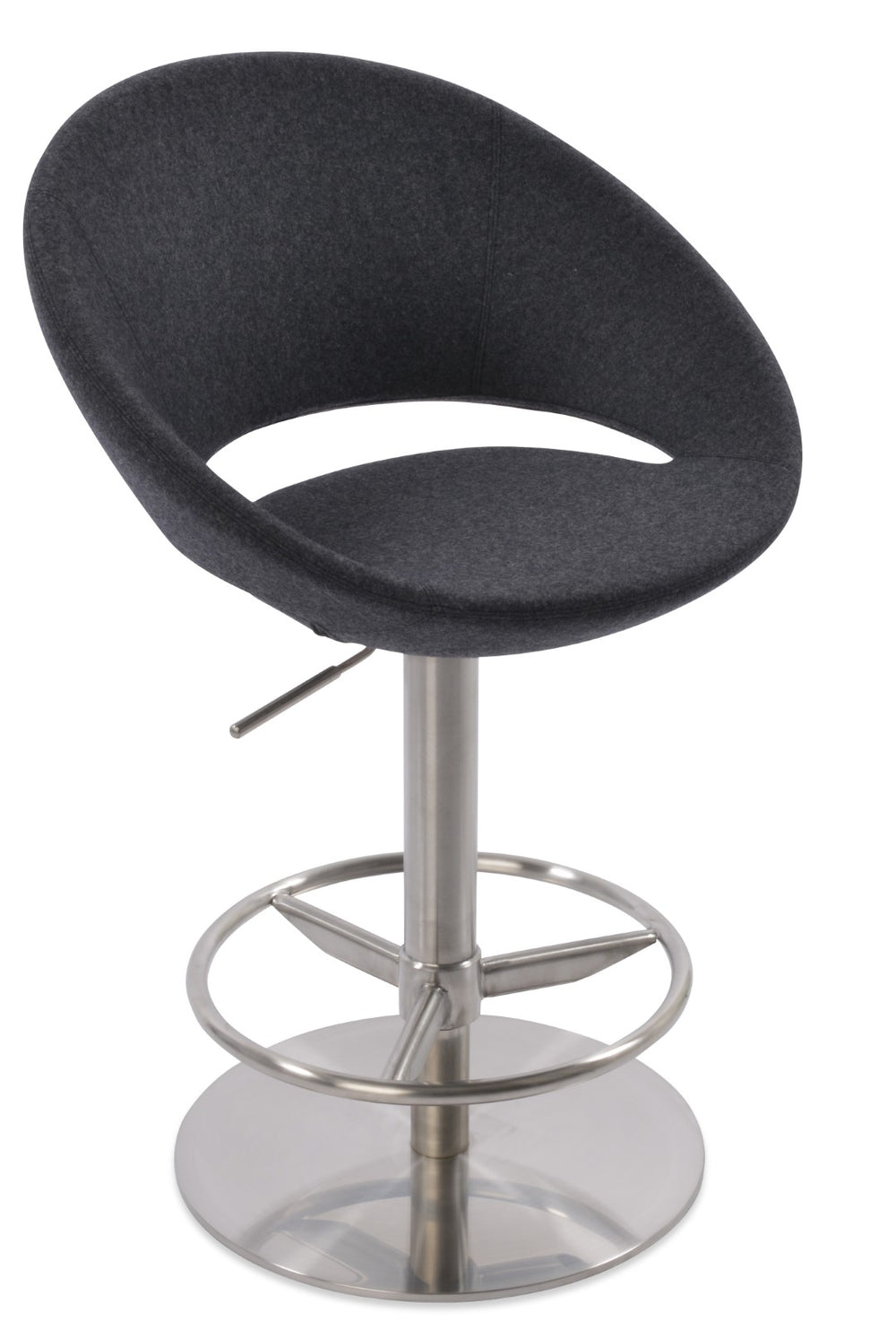 Soho Concept Crescent Adjustable Piston Barstools & Counterstools - Premium Wool Fabric With Footrest Support Silver,Black  Soho-concept-dining-chair-11288