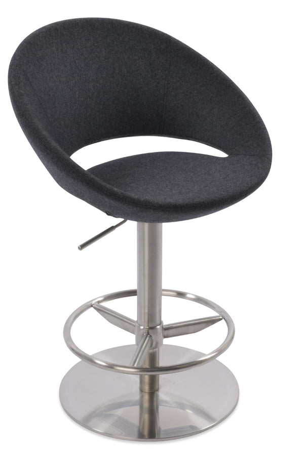 Soho Concept Crescent Adjustable Piston Barstools & Counterstools - Premium Wool Fabric With Footrest Support Dark Grey  Soho-concept-dining-chair-11266