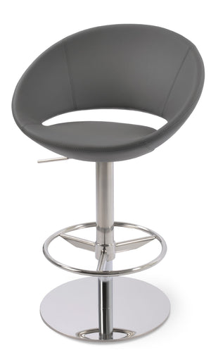 Soho Concept Crescent Piston Stool With Full Footrest – Adjustable Barstool In Premium Fabric & Lasting Durability Grey  Soho-concept-dining-chair-11275