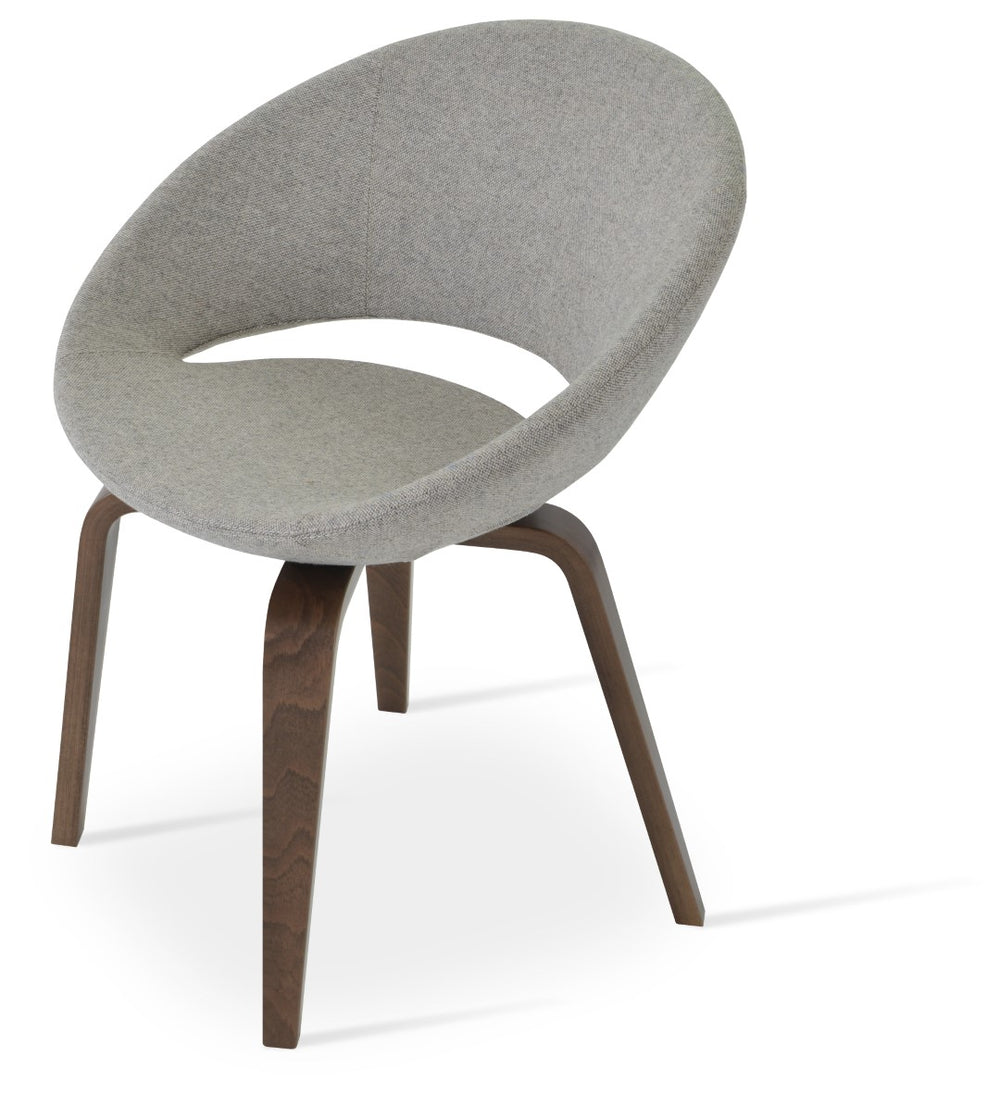 Soho Concept Crescent Plywood Chair With Camira Archway Fabric - Stylish Walnut Finish & Memory Swivel Option Walnut  Soho-concept-dining-chair-01936