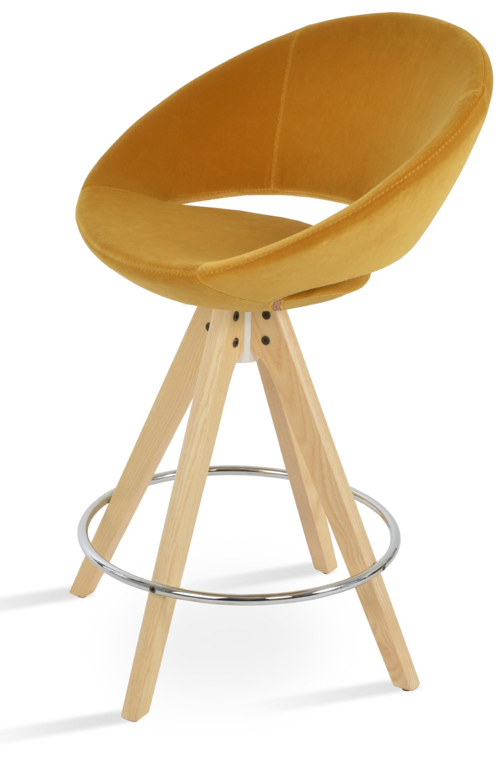 Soho Concept Crescent Pyramid Barstools & Counterstools: Luxurious Fabric Options, Elegant Design, 10-year Warranty Walnut,Gold  Soho-concept-dining-chair-07720