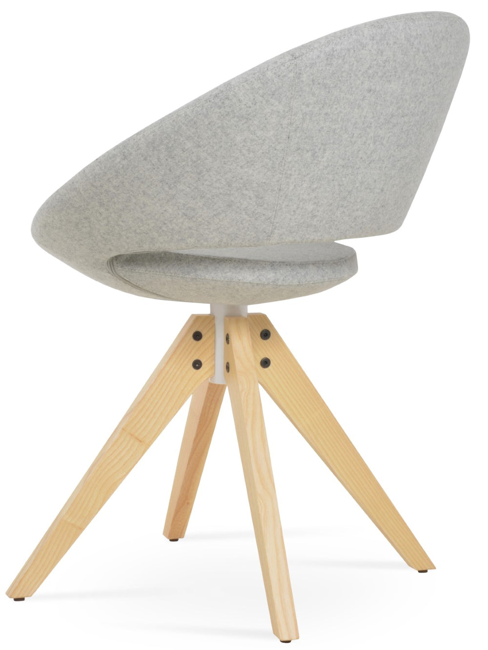 Soho Concept Crescent Pyramid Swivel Dining Chair - Luxurious Wool Upholstery, Solid Wood Base, 10-year Warranty Ash,Natural,Silver  Soho-concept-dining-chair-01948