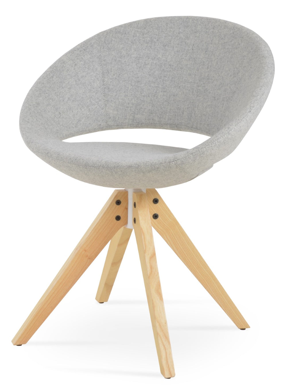 Soho Concept Crescent Pyramid Swivel Dining Chair - Luxurious Wool Upholstery, Solid Wood Base, 10-year Warranty Ash,Natural,Silver  Soho-concept-dining-chair-01948