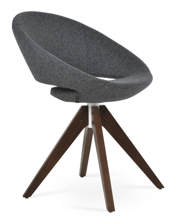 Soho Concept Crescent Pyramid Swivel Dining Chair - Luxurious Wool Upholstery, Solid Wood Base, 10-year Warranty Walnut,Dark Grey  Soho-concept-dining-chair-01949