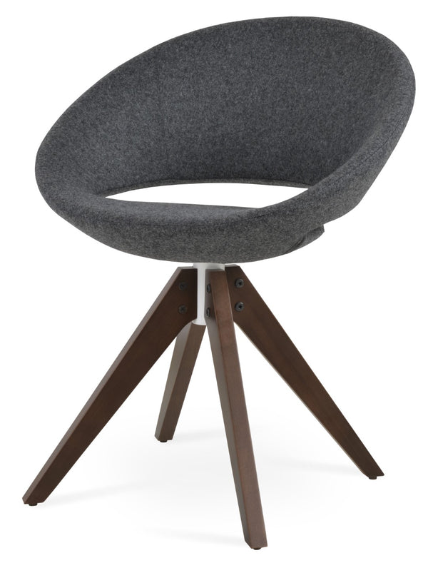 Soho Concept Crescent Pyramid Swivel Dining Chair - Luxurious Wool Upholstery, Solid Wood Base, 10-year Warranty Walnut,Dark Grey  Soho-concept-dining-chair-01949