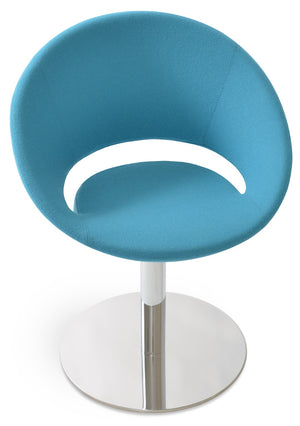 Soho Concept Crescent Round Swivel Chair – Modern Design, Camira Era Fabric, 10-year Guarantee, 350 Lbs Capacity Chrome,Turquoise  Soho-concept-dining-chair-01954