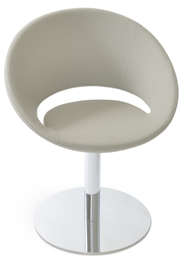 Soho Concept Crescent Round Swivel Chair – Modern Design, Camira Era Fabric, 10-year Guarantee, 350 Lbs Capacity Chrome  Soho-concept-dining-chair-01955