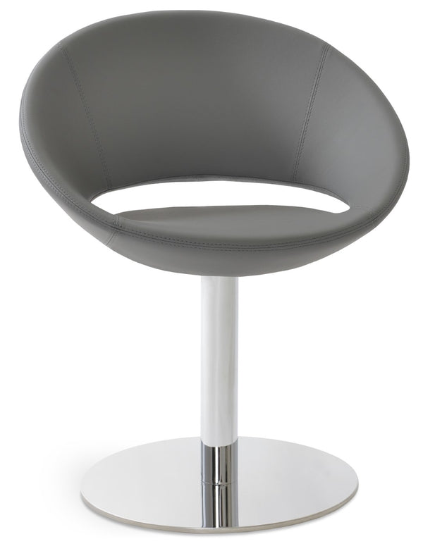 Soho Concept Crescent Round Swivel Chair – Modern Design, Camira Era Fabric, 10-year Guarantee, 350 Lbs Capacity Chrome,Grey  Soho-concept-dining-chair-01956