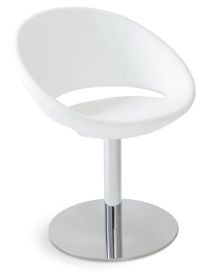 Soho Concept Crescent Round Swivel Chair – Modern Design, Camira Era Fabric, 10-year Guarantee, 350 Lbs Capacity Chrome,White  Soho-concept-dining-chair-01957