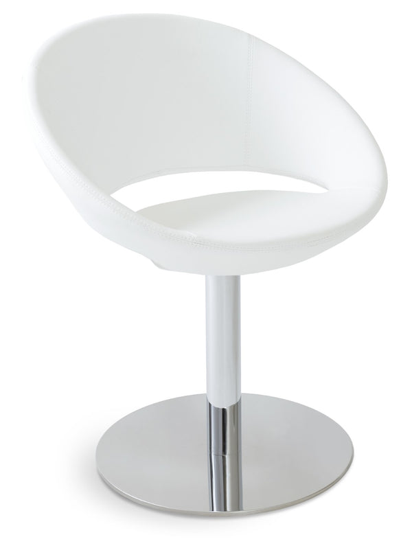 Soho Concept Crescent Round Swivel Chair – Modern Design, Camira Era Fabric, 10-year Guarantee, 350 Lbs Capacity Chrome,White  Soho-concept-dining-chair-01957