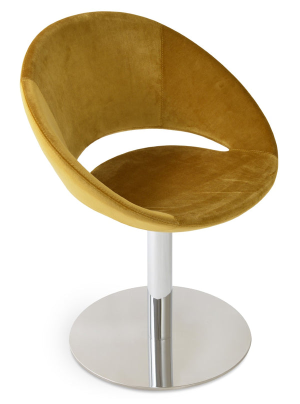 Soho Concept Crescent Round Swivel Chair – Modern Design, Camira Era Fabric, 10-year Guarantee, 350 Lbs Capacity Chrome,Gold  Soho-concept-dining-chair-01958
