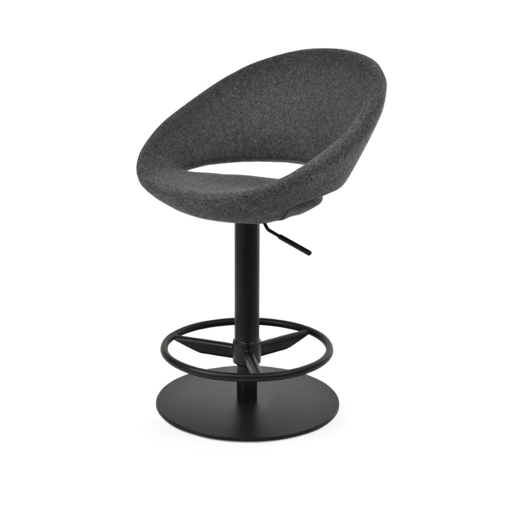 Soho Concept Crescent Piston Stool Full Footrest - Height Adjustable Barstools In Luxurious Wool & Boucle Fabrics Dark Grey,Black  Soho-concept-dining-chair-11285