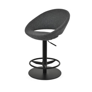 Soho Concept Crescent Piston Stool Full Footrest - Height Adjustable Barstools In Luxurious Wool & Boucle Fabrics Dark Grey,Black  Soho-concept-dining-chair-11285