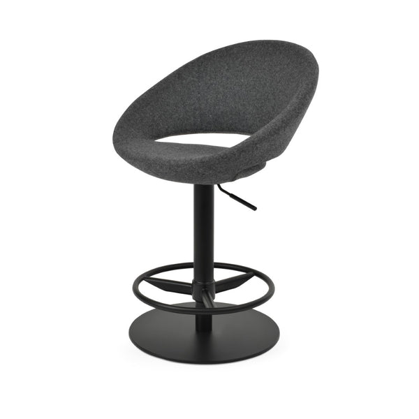 Soho Concept Crescent Piston Stool Full Footrest - Height Adjustable Barstools In Luxurious Wool & Boucle Fabrics Dark Grey,Black  Soho-concept-dining-chair-11285