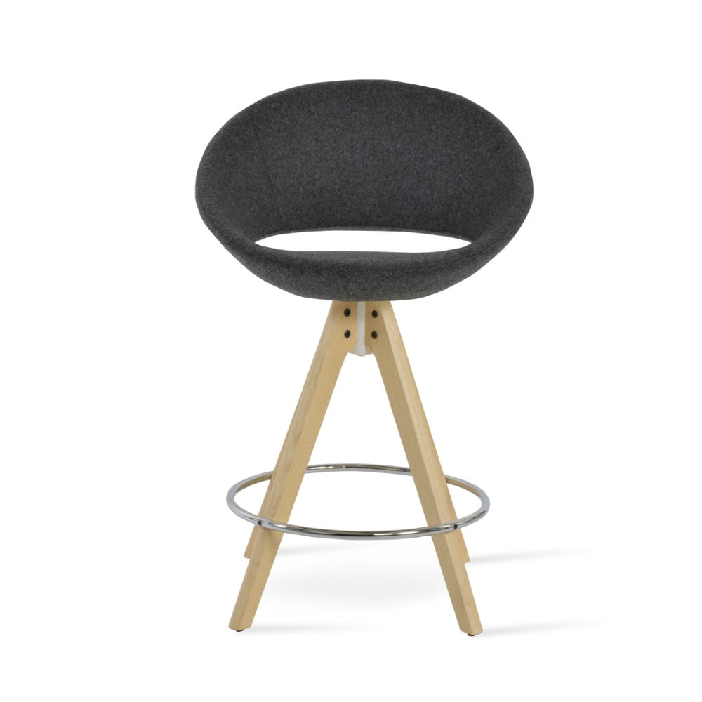 Soho Concept Crescent Pyramid Wood Barstools & Counterstools - Stylish Swivel Design, 10-year Guarantee, Wool Fabric Dark Grey,Natural,Ash  Soho-concept-dining-chair-11286