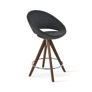 Soho Concept Crescent Pyramid Wood Barstools & Counterstools - Stylish Swivel Design, 10-year Guarantee, Wool Fabric Dark Grey,Walnut  Soho-concept-dining-chair-11284
