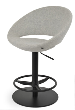 Soho Concept Crescent Adjustable Piston Barstools & Counterstools - Premium Wool Fabric With Footrest Support Silver,Black  Soho-concept-dining-chair-11288