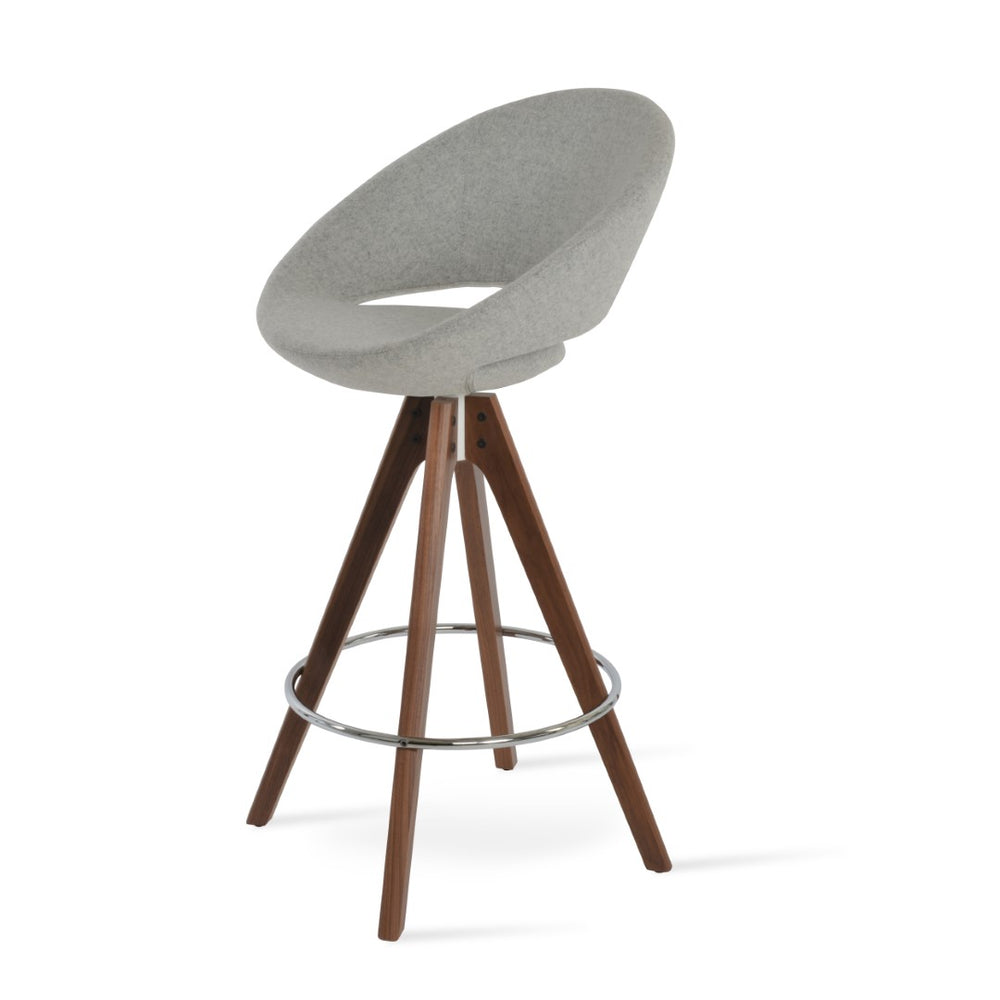 Soho Concept Crescent Pyramid Wood Barstools & Counterstools - Stylish Swivel Design, 10-year Guarantee, Wool Fabric Dark Grey,Natural,Ash  Soho-concept-dining-chair-11286