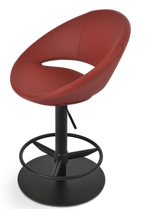 Soho Concept Crescent Piston Stool With Full Footrest – Adjustable Barstool In Premium Fabric & Lasting Durability Red,Black  Soho-concept-dining-chair-11289