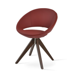 Soho Concept Crescent Pyramid Swivel Dining Chair - Premium Upholstery & Solid Wood, Elegant Design, 350 Lbs Capacity Red,Walnut  Soho-concept-dining-chair-01962