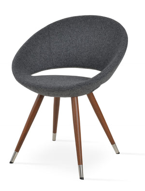 Soho Concept Crescent Star Chair - Elegant Dining Seat In Camira Wool & Boucle - 10-year Guarantee, Stylish Design Walnut,Dark Grey  Soho-concept-dining-chair-02023