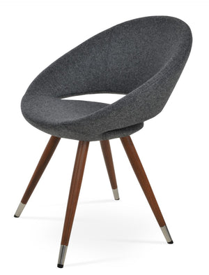 Soho Concept Crescent Star Chair - Elegant Dining Seat In Camira Wool & Boucle - 10-year Guarantee, Stylish Design Walnut,Dark Grey  Soho-concept-dining-chair-02009