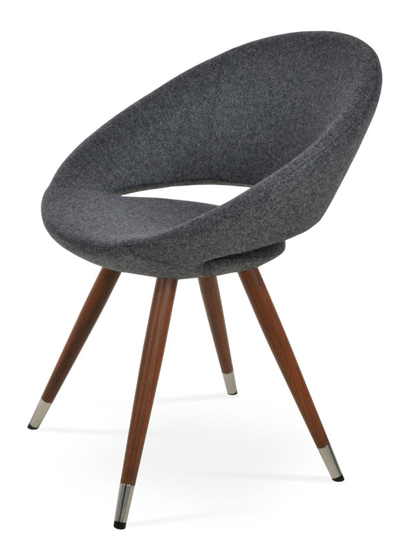 Soho Concept Crescent Star Chair - Elegant Dining Seat In Camira Wool & Boucle - 10-year Guarantee, Stylish Design Walnut,Dark Grey  Soho-concept-dining-chair-02009