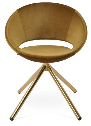 Soho Concept Crescent Stick Swivel Chair - Stylish Dining Seat In Camira Era Fabric With 10-year Guarantee Options Gold Steel Tube Soho-concept-dining-chair-02063