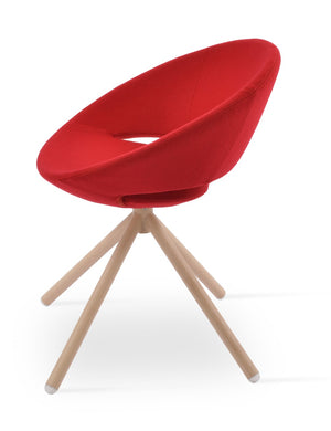 Soho Concept Crescent Stick Swivel Chair In Camira Blazer Wool & White Boucle - 10-year Guarantee, Stylish Design Natural,Red Steel Tube Soho-concept-dining-chair-02068