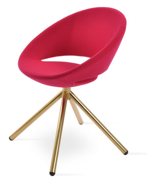 Soho Concept Crescent Stick Swivel Chair In Luxurious Ankara Wool & Velvet - Elegant Gold & Pink Option, 300 Lbs Gold,Pink Steel Tube Soho-concept-dining-chair-02061