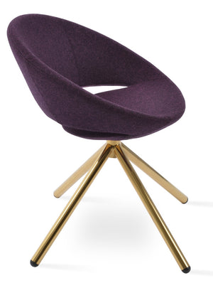 Soho Concept Crescent Stick Swivel Chair - Stylish Dining Seat In Camira Era Fabric With 10-year Guarantee Options Gold Steel Tube Soho-concept-dining-chair-02060