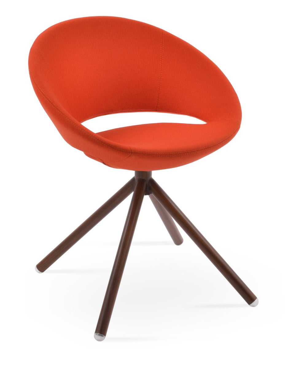 Soho Concept Crescent Stick Swivel Chair In Camira Blazer Wool & White Boucle - 10-year Guarantee, Stylish Design Walnut,Orange Steel Tube Soho-concept-dining-chair-02082