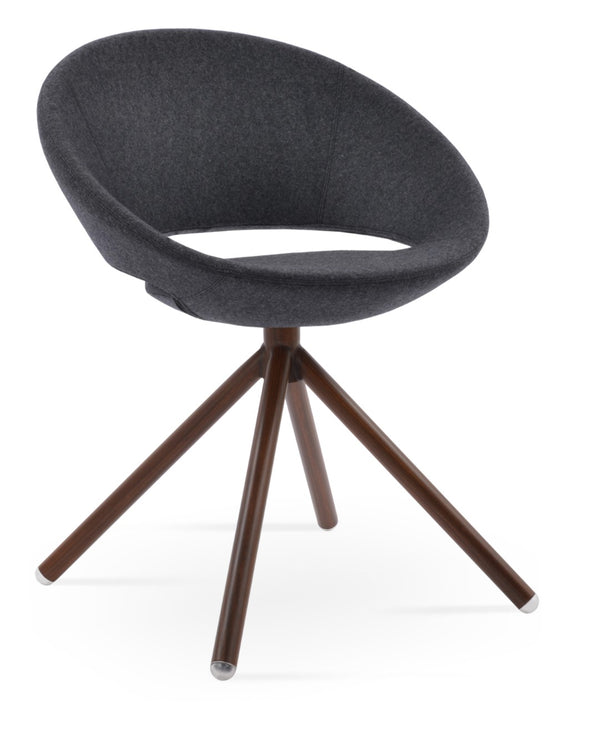 Soho Concept Crescent Stick Swivel Chair - Stylish Dining Seat In Camira Era Fabric With 10-year Guarantee Options Walnut,Dark Grey Steel Tube Soho-concept-dining-chair-02083