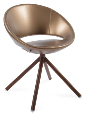 Soho Concept Crescent Stick Swivel Chair - Stylish Dining Seat In Camira Era Fabric With 10-year Guarantee Options Walnut,Gold Steel Tube Soho-concept-dining-chair-02087