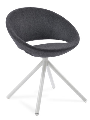 Soho Concept Crescent Stick Swivel Chair In Camira Blazer Wool & White Boucle - 10-year Guarantee, Stylish Design White,Dark Grey Steel Tube Soho-concept-dining-chair-02090