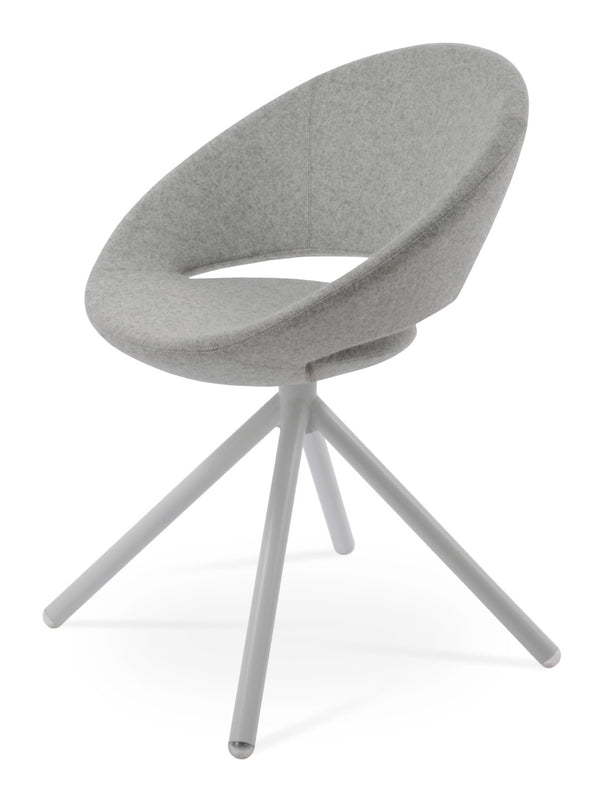Soho Concept Crescent Stick Swivel Chair - Stylish Dining Seat In Camira Era Fabric With 10-year Guarantee Options White,Silver Steel Tube Soho-concept-dining-chair-02096