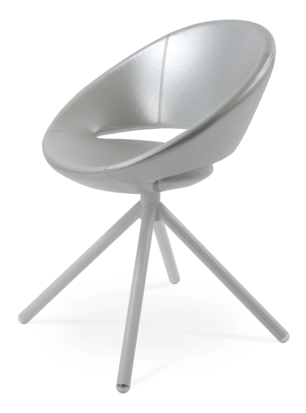 Soho Concept Crescent Stick Swivel Chair - Stylish Dining Seat In Camira Era Fabric With 10-year Guarantee Options White,Silver Steel Tube Soho-concept-dining-chair-02099