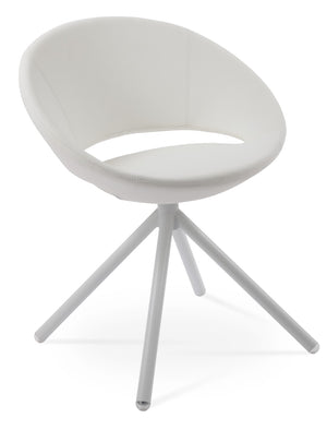 Soho Concept Crescent Stick Swivel Chair - Stylish Dining Seat In Camira Era Fabric With 10-year Guarantee Options White Steel Tube Soho-concept-dining-chair-02100