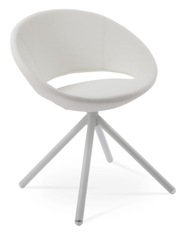 Soho Concept Crescent Stick Swivel Chair - Stylish Dining Seat In Camira Era Fabric With 10-year Guarantee Options White Steel Tube Soho-concept-dining-chair-02100